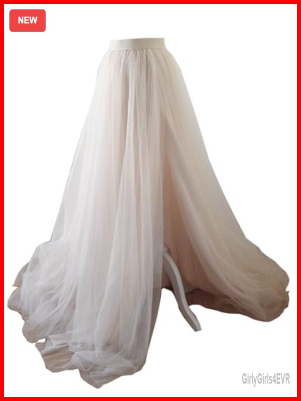 Nylon Tulle Maxi Skirt High Rise Full Skirt Party Prom Evening